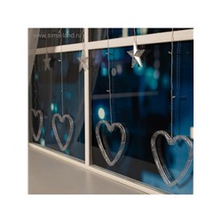 Гирлянда «Бахрома» 2.4×0.9 м с насадками «Сердце», IP20, прозрачная нить, 186 LED, свечение тёплое белое, 8 режимов, 220 В