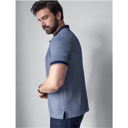 Футболка поло с воротником на пуговтцах из полотна пике с меланжевым плетением с эластаном