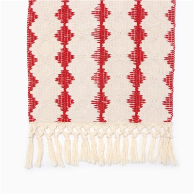 Дорожка на стол «Этель» 32×180 см, бежевая/красная