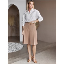 Шорты-бермуды  из эластичной поливискозы в мелкую "лапку"