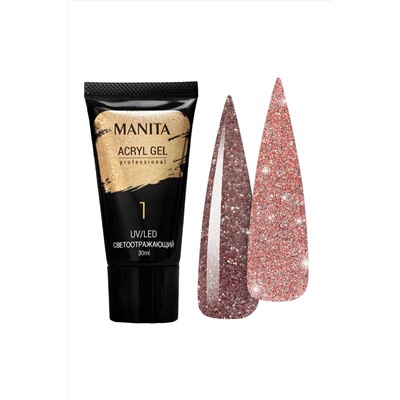 Manita Professional Акриловый гель для ногтей светоотражающий №01, 15 мл KRISTALLER, 1111955