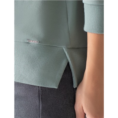 Свободный свитшот с принтом и разрезами из эластичного футера двухнитки без начеса