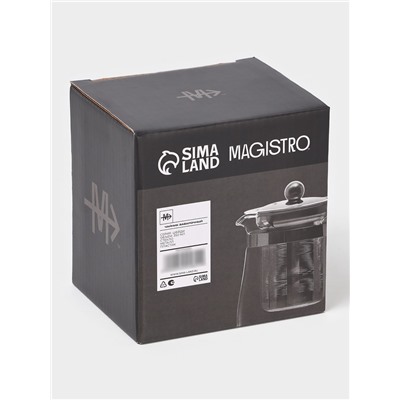 Заварочный чайник Magistro «Шейди», 350 мл, металлическое сито, стекло