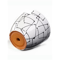 Горшок для цветов «Иллюзия», керамический, с поддоном, 1 л, белый с геометрическим орнаментом