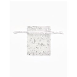 Мешочек подарочный «Звёзды с месяцем», 7×9 см, белый с серебром