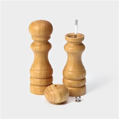 Набор для специй Доляна «Комфорт», 2 предмета: мельница и солонка, бежевый