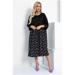 Платье бохо (черное/цветы) П12724-10