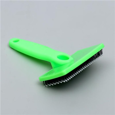 Пуходёрка средняя, 9×15.5 с, мягкая, с закруглёнными зубьями, пластик, зелёная