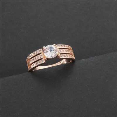 Кольцо коллекция Дубайское золото, покрытие позолота, цвет 18 К, вставка: фианиты, цвет: прозрачный, 17 р, арт.215.285-17