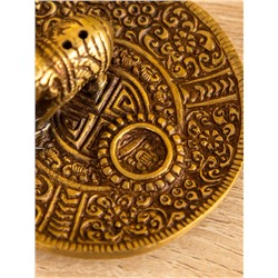 Подставка под благовония «Слоник на тарелке», 7 см, латунь