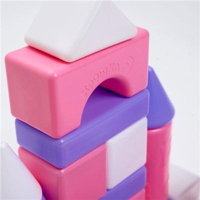 Кубики детские, пластиковые, цветные, 36 штук, 6 × 6 см, цвет розовый