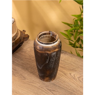 Подсвечник из дерева джати, d=7 см, 12×12×23 см, тёмно-коричневый