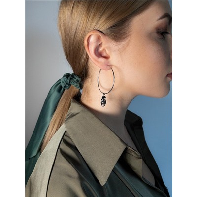 Серьги-конго из серебра родированные (2 в 1), 4 см 925 пробы 2-182-4,0р-17