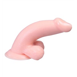 Телесный вибратор Vibrating Dong with Balls - 14 см.