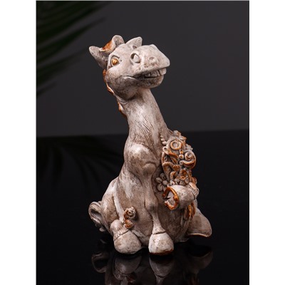 Фигурка гипс «Конь с букетом», 11 см, бежевая