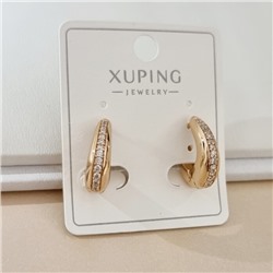Серьги колечки коллекция "Xuping" покрытие позолота, вставка: цирконы, цвет: прозрачный, арт.101.334