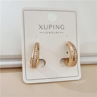 Серьги колечки коллекция "Xuping" покрытие позолота, вставка: цирконы, цвет: прозрачный, арт.101.334