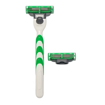 Станок Gillette Mach=3 + 2 сменные кассеты зеленый
