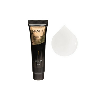 Manita Professional Акриловый гель для моделирования ногтей №01, прозрачный, 15 мл KRISTALLER, 1111945