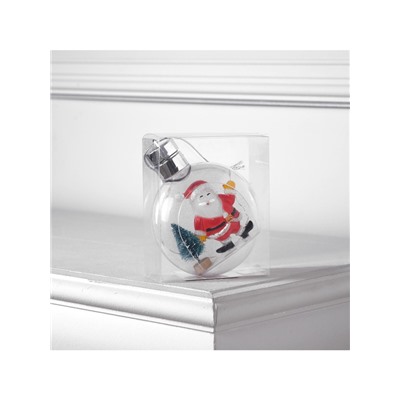 Ёлочный шар «Дед Мороз», 5 LED, от батареек, свечение тёплое белое