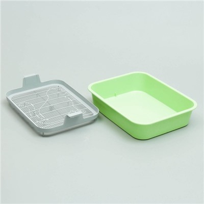 Туалет «Мур-мяу» для кошек, с сеткой, 33×25×7 см, зелёный