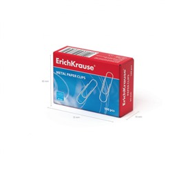 Скрепки канцелярские 28мм/100шт серебрянные 7855 ErichKrause