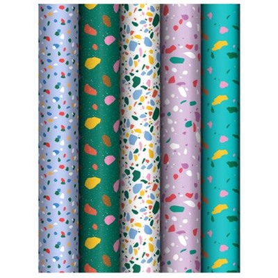 Бумага упаковочная  70х100 см "Терраццо/Terrazzo" 80 г/м2 ассорти, 5 дизайнов MS_62829 (372640) MESHU