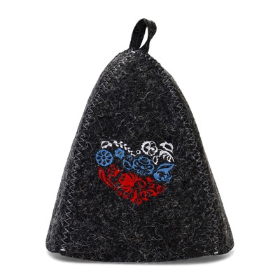 Шапка для бани и сауны «Цветочный триколор», полиэфир, шерсть, серая