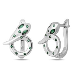 Серьги, синт.изумруд, NS-25436