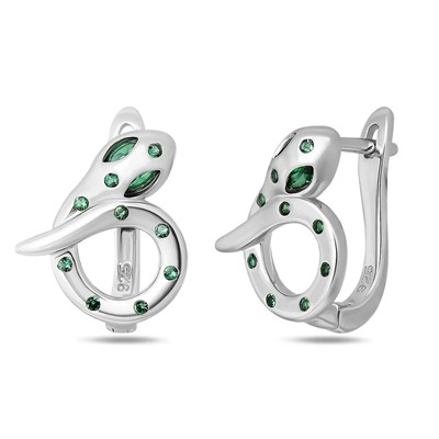 Серьги, синт.изумруд, NS-25436