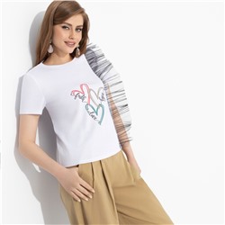 Футболка с декором из сетки, Завоюй меня (heart)