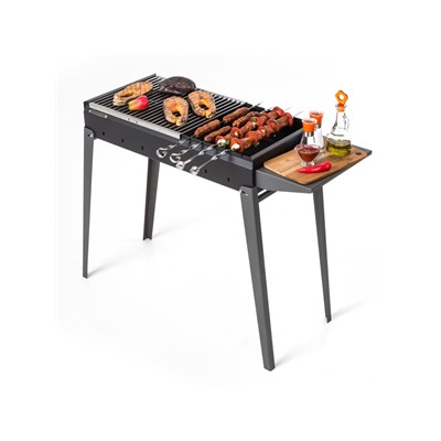 Мангал «Классика 750» МКЛ 750, 102.2×38×78 см, 2 мм, складные ножки, боковая полка