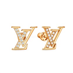Серьги-пусеты из золочёного серебра с фианитами - LV 925 пробы 4-581з200
