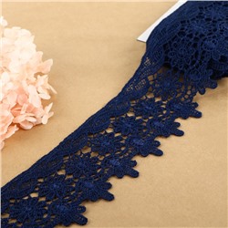 Кружево гипюровое, 65 мм, 6.8±0.5 м, тёмно-синее