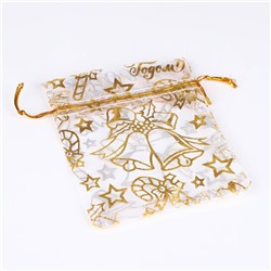 Мешочек подарочный новогодний органза «Колокольчики», 10×12 см ± 1.5 см