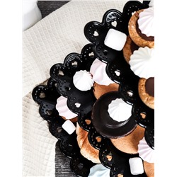 Ваза для фруктов 3-х ярусная 15/20/25 Квадрат черная / D-1265 /уп 100/ Пластик