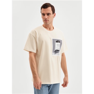 Футболка мужская MINAKU: UPDATE ME, молочный, р-р 50-52