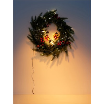 Венок фиброоптический «Новогодний», d=50 см, 8 режимов