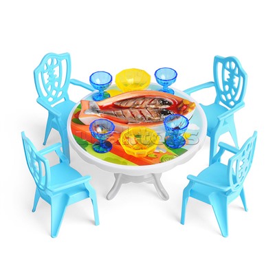 Набор мебели "Обеденный стол" 12 предметов, под колпаком