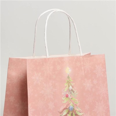 Пакет подарочный новогодний крафтовый «С Новым годом», 22×25×12 см