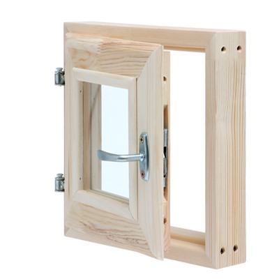 Окно в баню, деревянное, 30×30 см, хвоя, двойное стекло, «Добропаровъ»