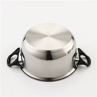 Набор посуды из нержавеющей стали «Чёрная ночь», 8 предметов: ковш 1.5 л, 2 кастрюли 2/3 л, сковорода d=24 см, крышки, стенки 0.3 мм, дно 5 мм