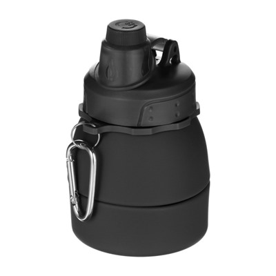 Бутылка для воды, 600 мл, силиконовая, складная, чёрная