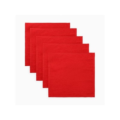 Махровые полотенца «Этель. Джингл белз», 30×30 см - 5 шт., хлопок 100%, красный