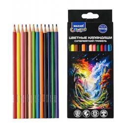 Карандаши пластиковые 12цв супермягкие M-7095-12 Mazari