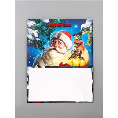 Пакет подарочный новогодний ламинированный, «Дед Мороз», 18×10×22.3 см