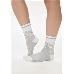 Набор женских носков 2 пары, с орнаментом, цвет серый меланж / бежевый меланж