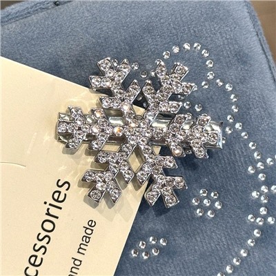 Комплект заколок СНЕЖИНКИ сияющие со стразами 4 шт. Большие 4 см.