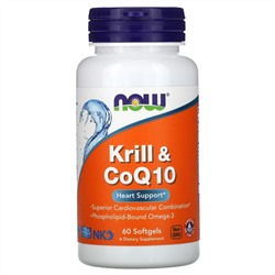Now Foods, масло криля с коэнзимом Q10, 60 капсул