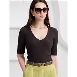 Джемпер из трикотажа в широкий рубчик